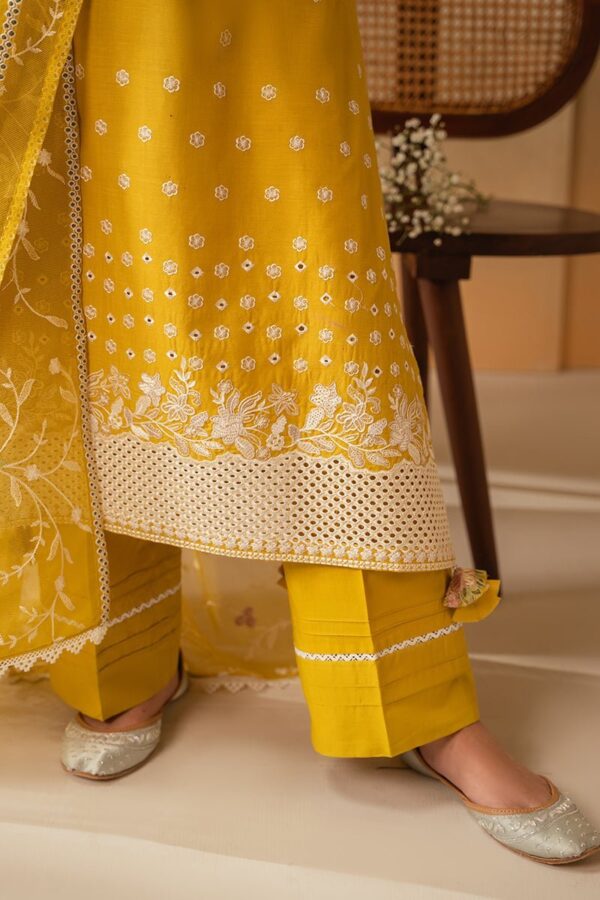 Cross Stitch Ceylon Yellow 3 Piece Embroidered Lawn Suit