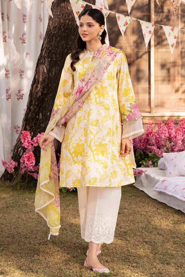Cross Stitch Ivory Garland 3 Piece Embroidered Lawn Suit