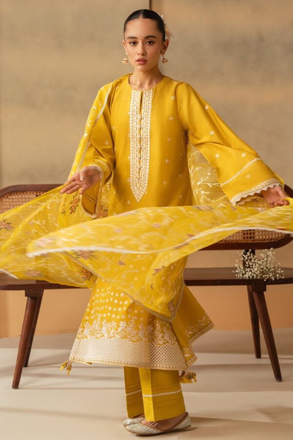 Cross Stitch Ceylon Yellow 3 Piece Embroidered Lawn Suit