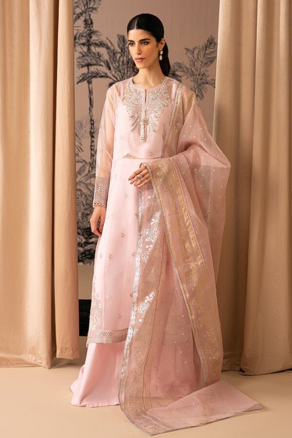 Cross Stitch Pink Bliss 4 Piece Embroidered Organza Suit