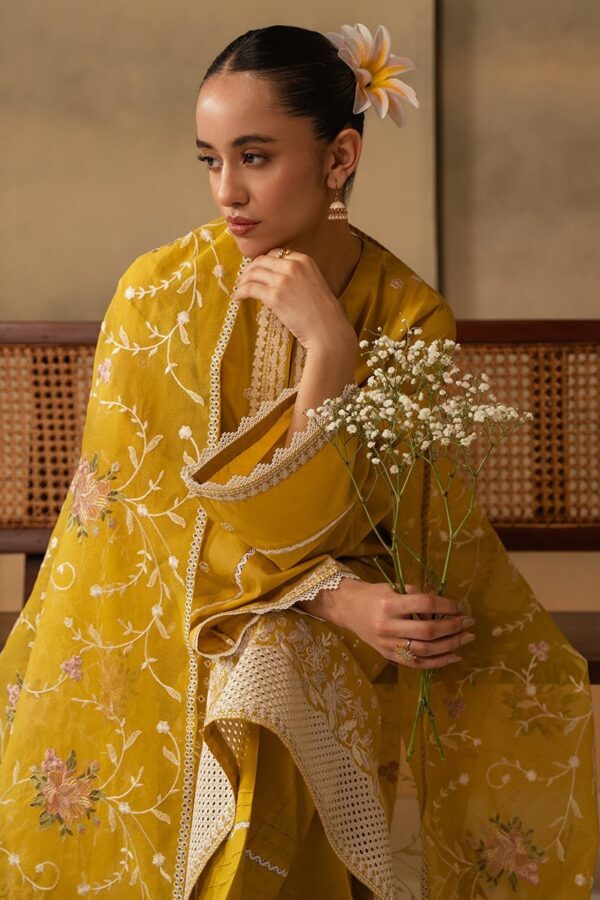 Cross Stitch Ceylon Yellow 3 Piece Embroidered Lawn Suit