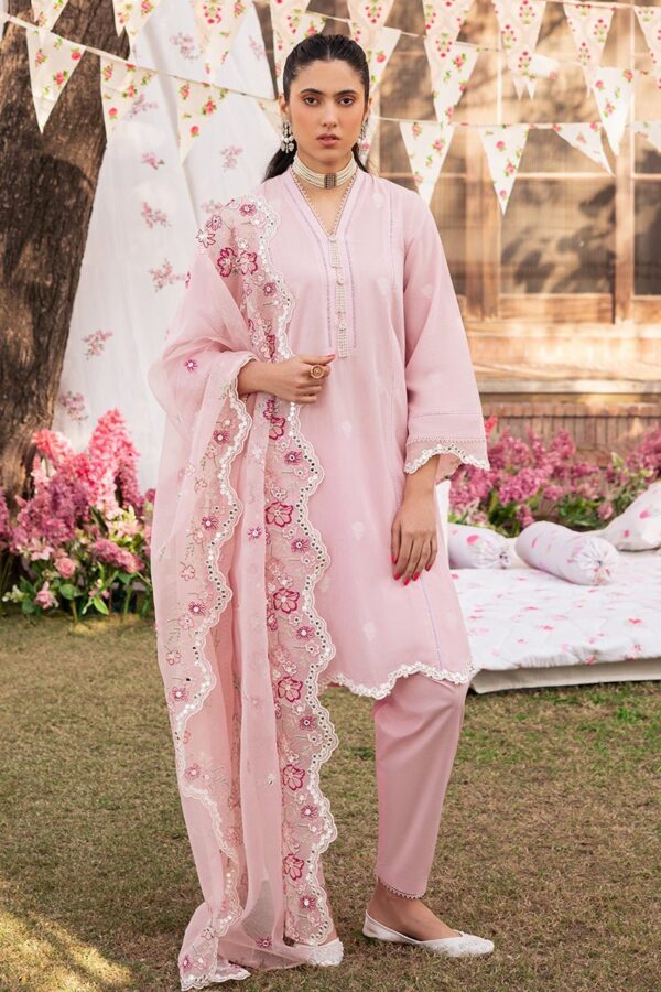 Cross Stitch Cameo Pink 3 Piece Embroidered Jacquard Suit