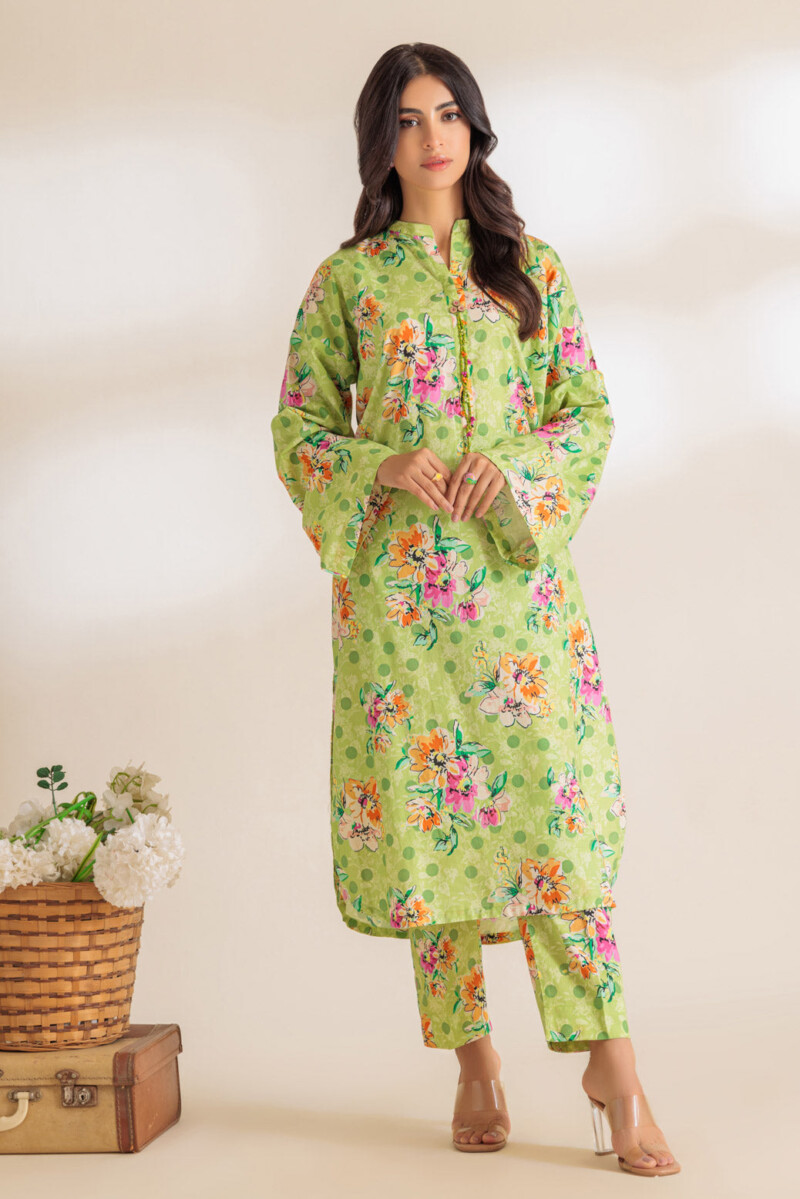 Bonanza Satrangi Green Lawn 2 Piece 6s24a2p005 Co Ord Sets