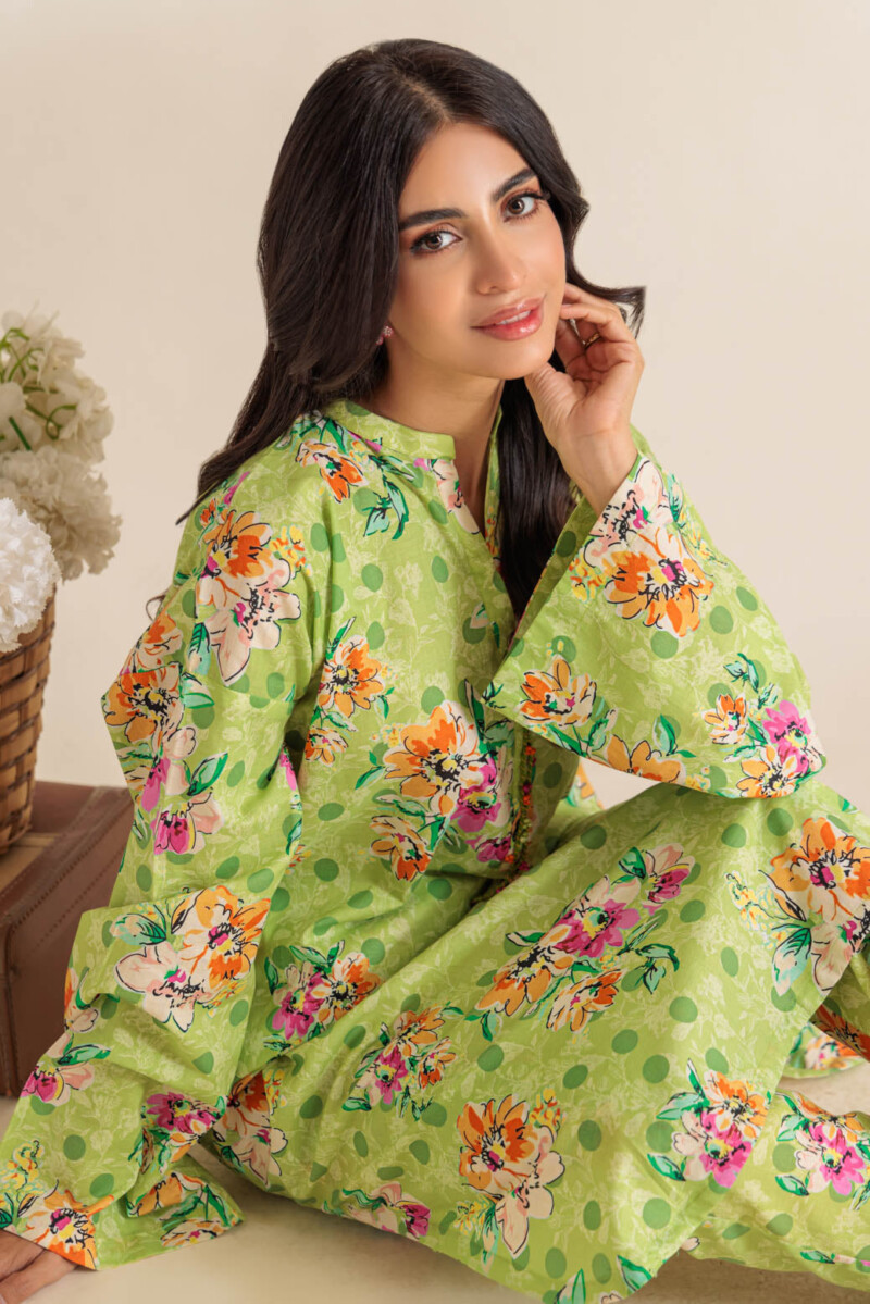 Bonanza Satrangi Green Lawn 2 Piece 6s24a2p005 Co Ord Sets