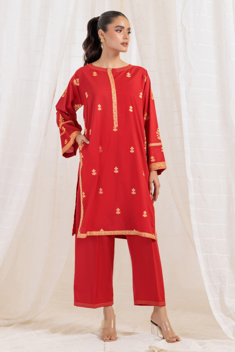 Bonanza Satrangi Red Cambric 2 Piece 6s24c2p029 Co Ord Sets