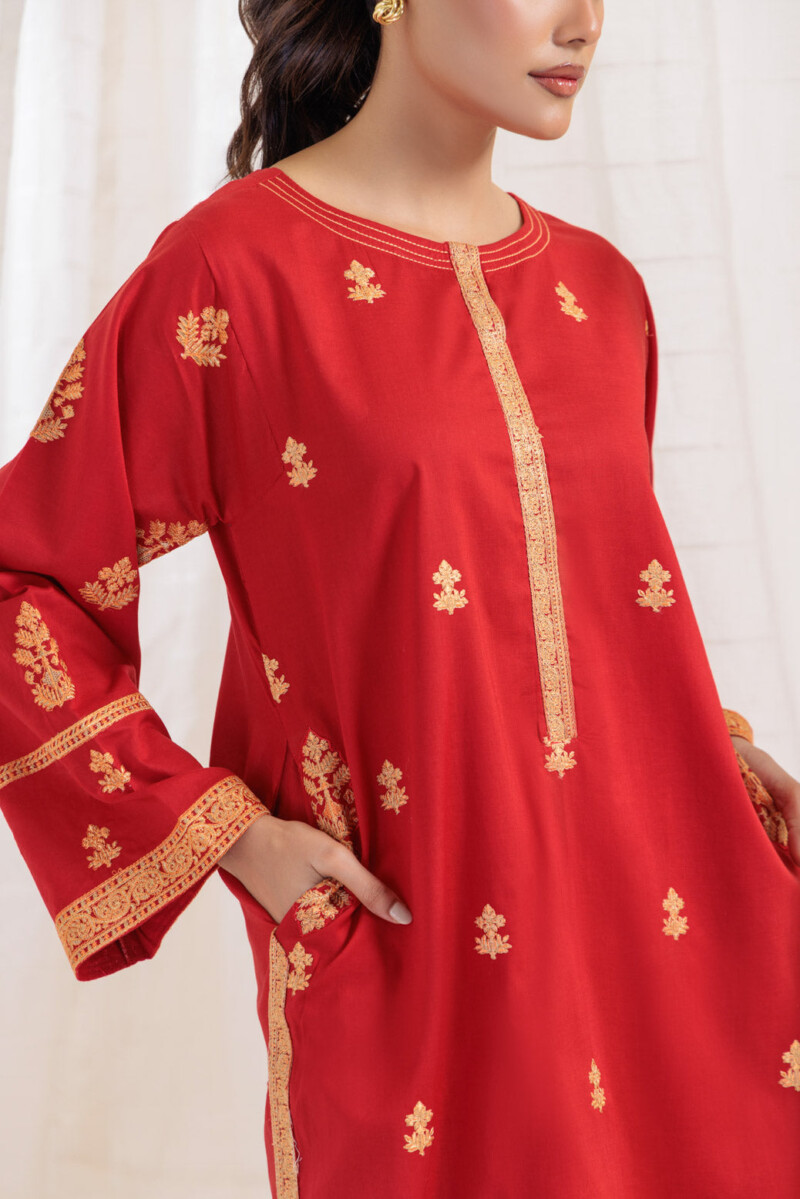 Bonanza Satrangi Red Cambric 2 Piece 6s24c2p029 Co Ord Sets