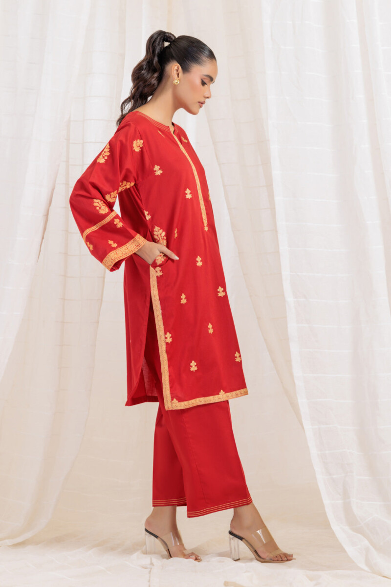 Bonanza Satrangi Red Cambric 2 Piece 6s24c2p029 Co Ord Sets