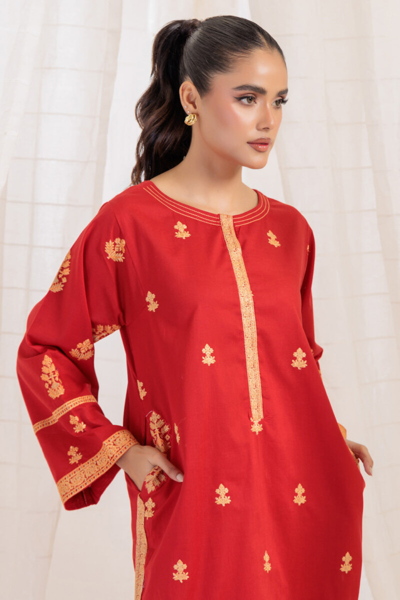 Bonanza Satrangi Red Cambric 2 Piece 6s24c2p029 Co Ord Sets