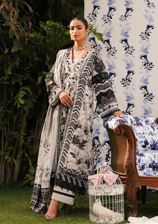 Elaf Premium Printed Eep 07B Black Blossom Lawn Collection 24