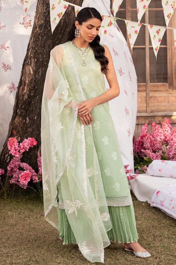 Cross Stitch Celadon Spruce 3 Piece Embroidered Jacquard Suit