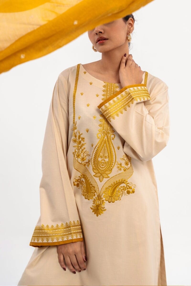 Charizma 3 Pc Embroidered Cotton Shirt With Karandi Dupatta And Trouser Cnp 3 230