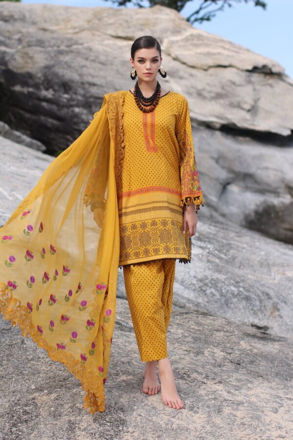 Charizma Pm4-12 3-Pc Printed Lawn Shirt With Embroidered Chiffonc
