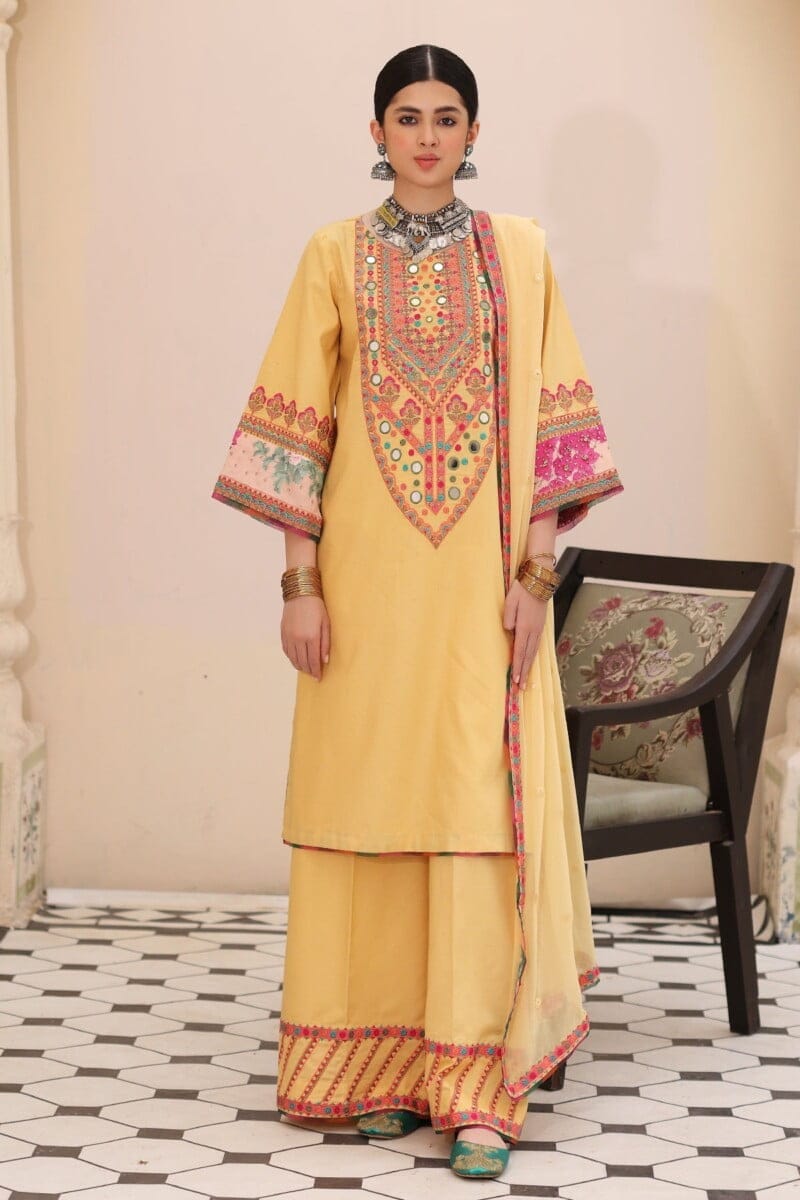 Charizma 3 Pc Embroidered Lawn Shirt With Chiffon Dupatta And Trouser Cnp 4 010