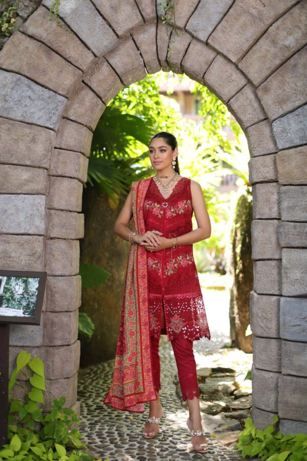 Noor D12-A Red Luxury Chikankari Lawn 24