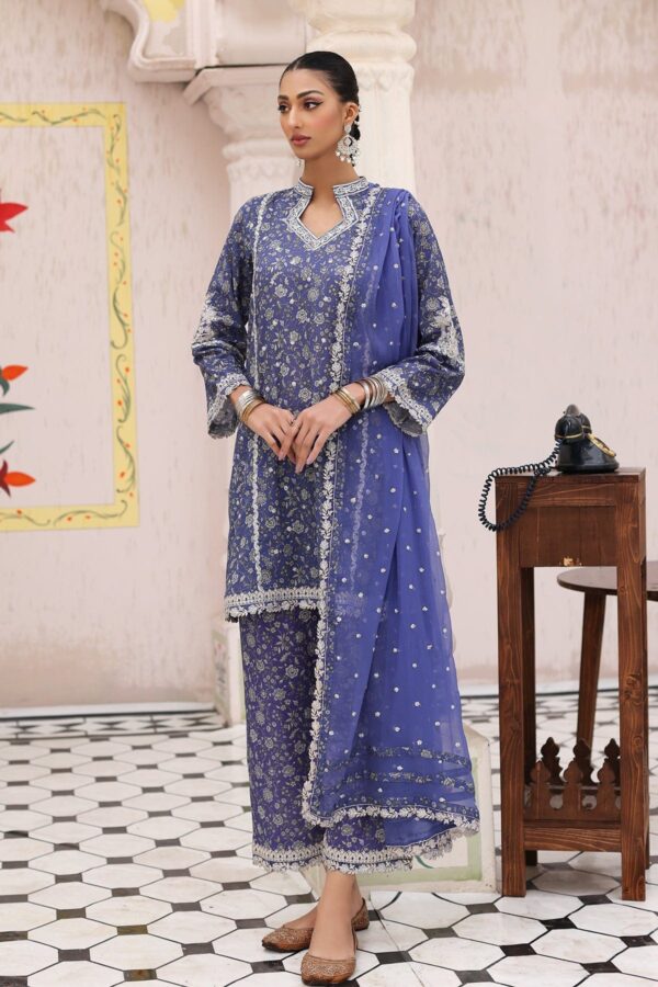 Charizma 3 Pc Embroidered Cotton Shirt With Chiffon Dupatta And Trouser Cnp 4 04