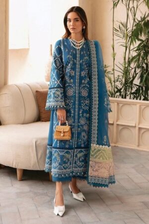 Afrozeh Cascade Amelia Embroidered Luxury Lawn 3pc Suit Collection 2024