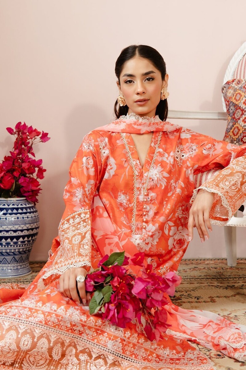 Afrozeh Malina Al-24-V3-05 Azlin Embroidered Luxury Lawn 3Pc Suit Collection 2024