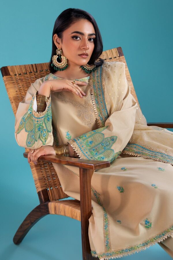 Charizma 3 Pc Embroidered Lawn Shirt With Organza Dupatta And Trouser Cnp 4 037