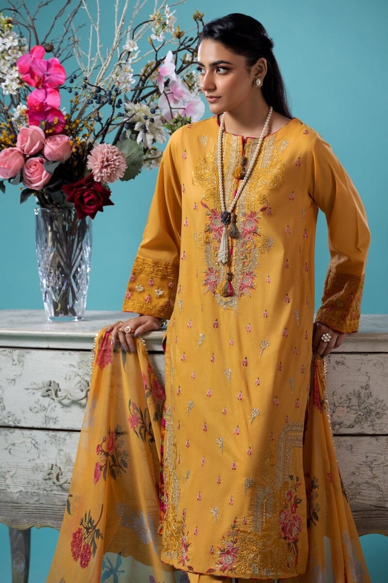 Charizma 3 Pc Embroidered Lawn Shirt With Chiffon Dupatta And Trouser Cnp 4 45A