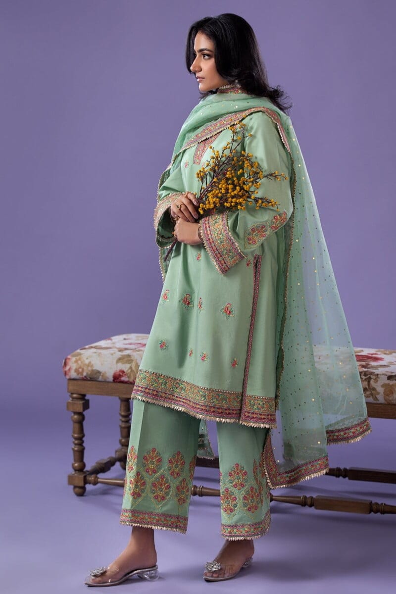 Charizma 3 Pc Embroidered Lawn Shirt With Organza Dupatta And Trouser Cnp 4 045