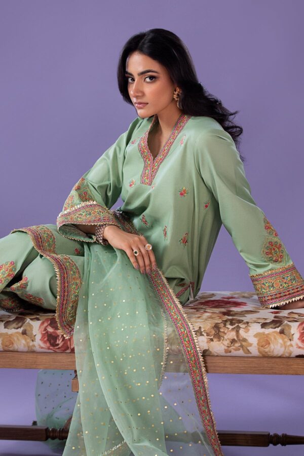 Charizma 3 Pc Embroidered Lawn Shirt With Organza Dupatta And Trouser Cnp 4 045