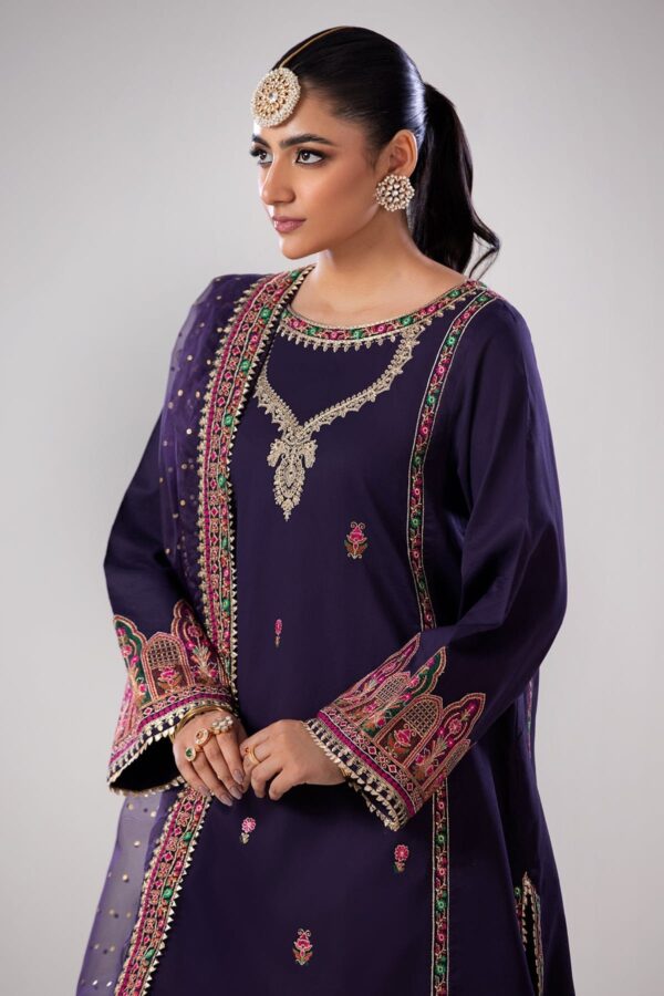 Charizma 3 Pc Embroidered Lawn Shirt With Organza Dupatta And Trouser Cnp 4 019