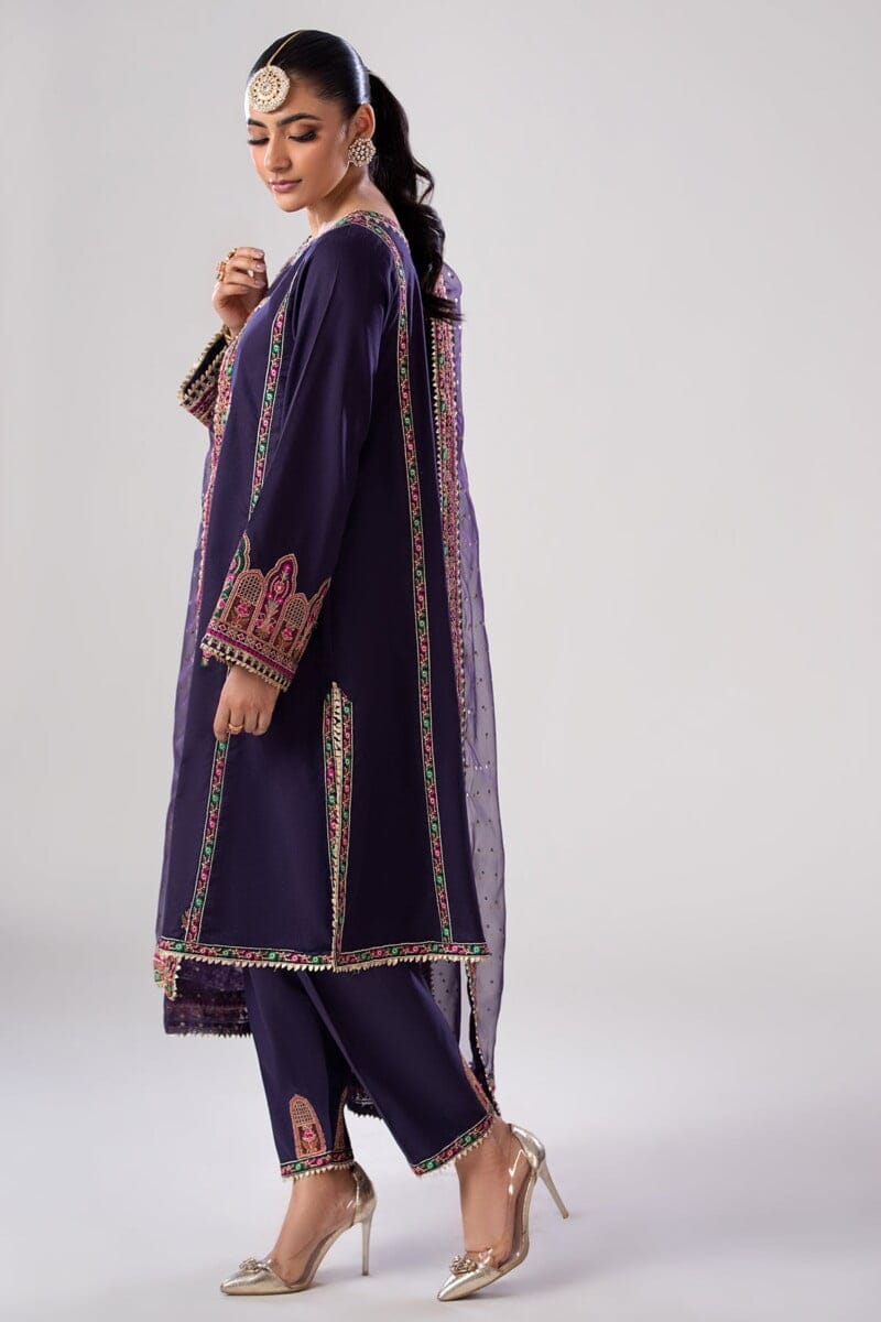 Charizma 3 Pc Embroidered Lawn Shirt With Organza Dupatta And Trouser Cnp 4 019