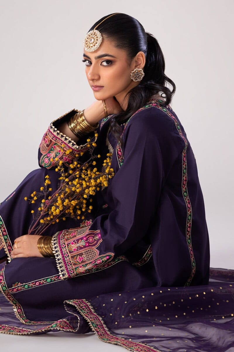 Charizma 3 Pc Embroidered Lawn Shirt With Organza Dupatta And Trouser Cnp 4 019