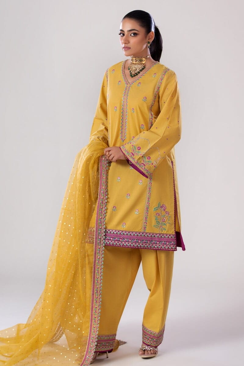 Charizma 3 Pc Embroidered Lawn Shirt With Organza Dupatta And Trouser Cnp 4 047