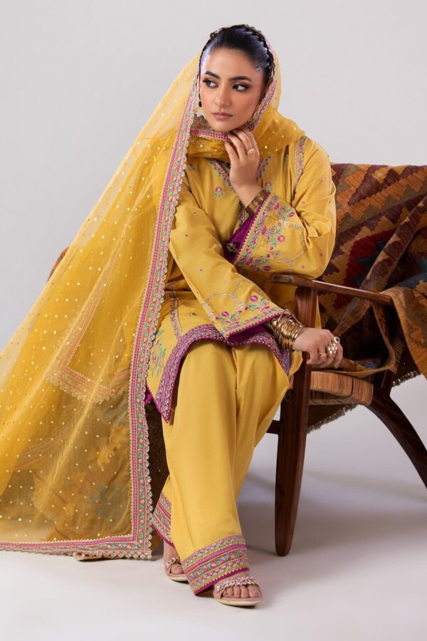 Charizma 3 Pc Embroidered Lawn Shirt With Organza Dupatta And Trouser Cnp 4 047