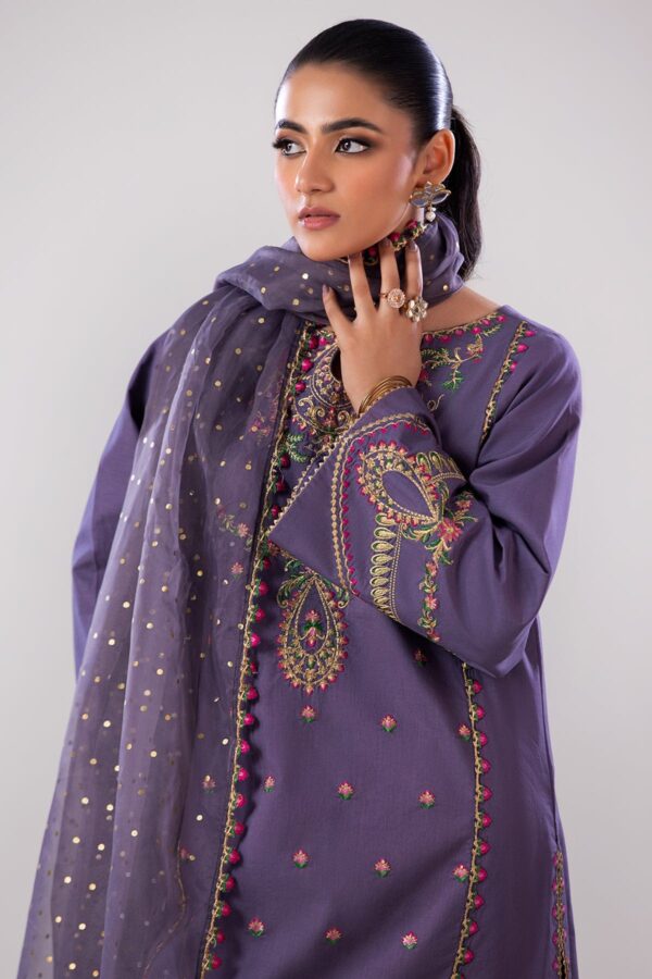 Charizma 3 Pc Embroidered Lawn Shirt With Organza Dupatta And Trouser Cnp 4 043