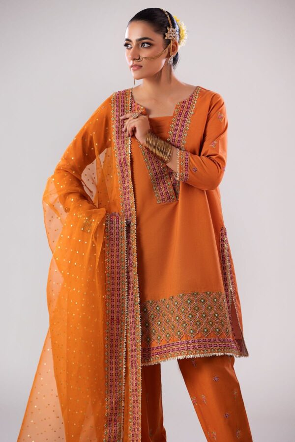 Charizma 3 Pc Embroidered Lawn Shirt With Organza Dupatta And Trouser Cnp 4 046