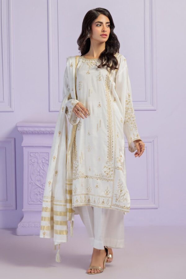 Bonanza Satrangi White Raw Silk 3 Piece Bs5243P08 Festive Pret 2024