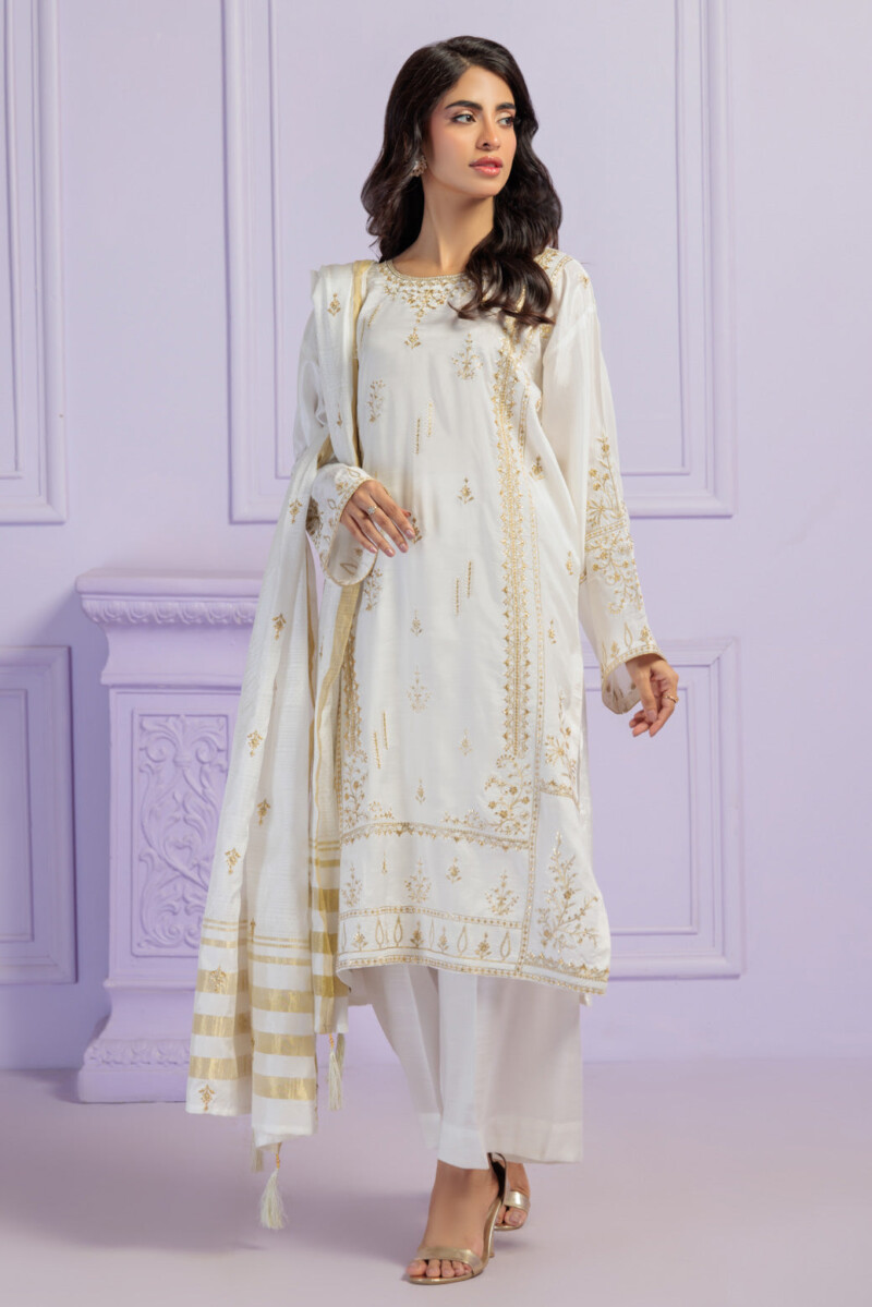 Bonanza Satrangi White Raw Silk 3 Piece Bs5243p08 Festive Pret 2024