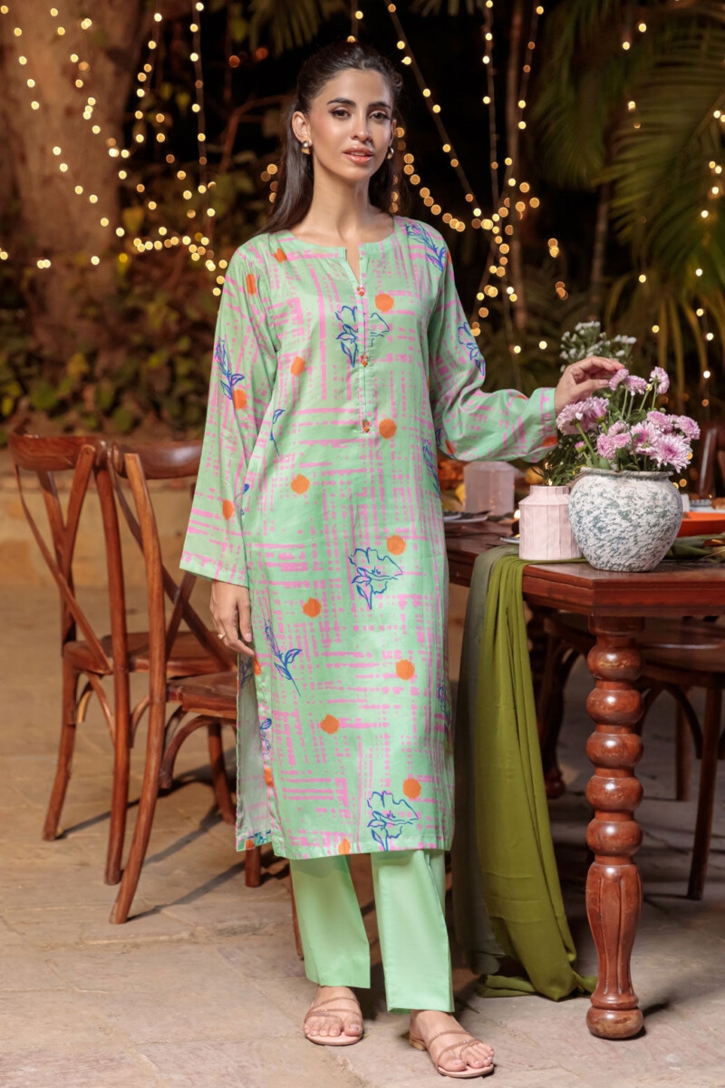 Bonanza Satrangi Green Lawn 2 Piece Bs6242p03 Co Ord Sets