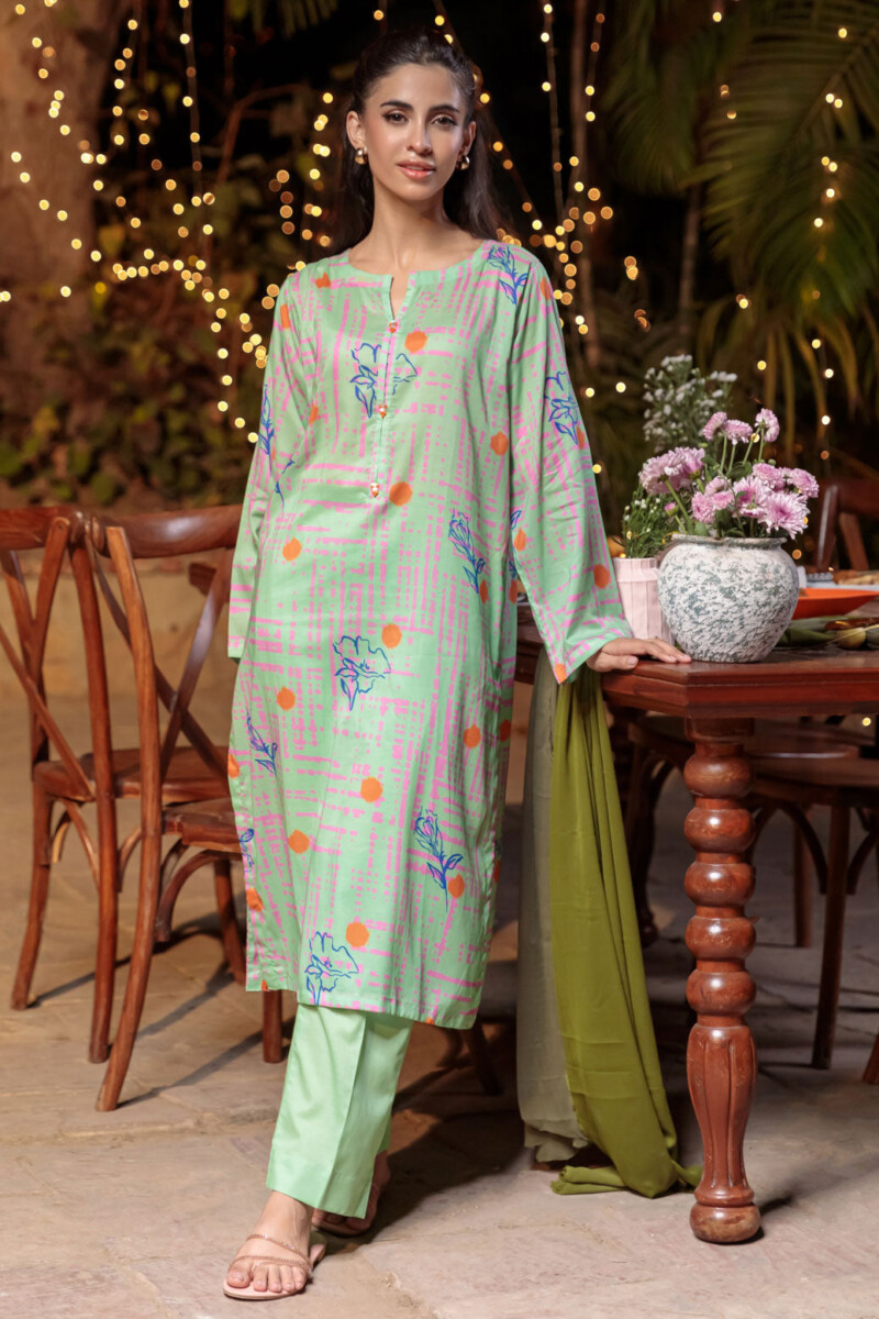 Bonanza Satrangi Green Lawn 2 Piece Bs6242p03 Co Ord Sets