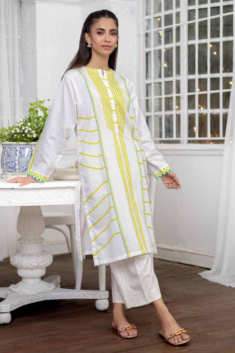 Bonanza Satrangi White Dobby 2 Piece Bs7242p07 Co Ord Sets