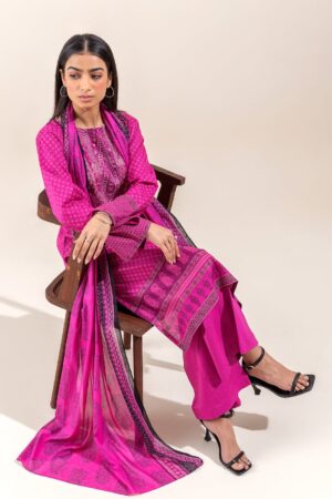 Beechtree 3 Piece Embroidered Lawn Suit Raspberry Sorbet Unstitched Summer