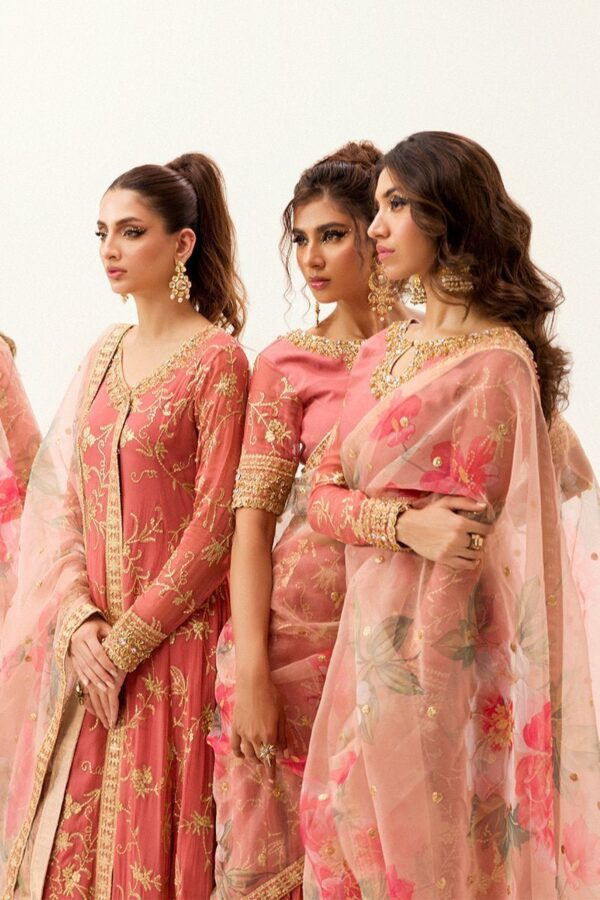 Best Of Mushq Bom-06 Coral Almond Mushq Embroidered Chiffon 3Pc Collection 2024