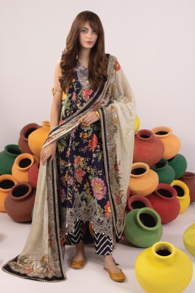 Faiza Faisal Champa Embroidered Lawn 3pc Suit Collection 2024