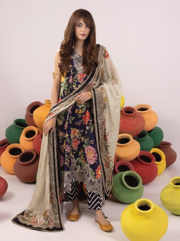 Faiza Faisal Champa Embroidered Lawn 3Pc Suit Collection 2024