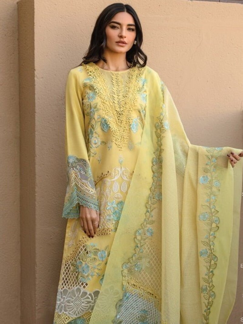 Rang Rasiya D-01 Amani Premium Embroidered Lawn 3Pc Suit Collection 2024