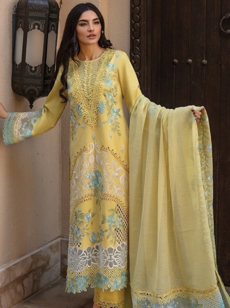 Rang Rasiya D-01 Amani Premium Embroidered Lawn 3Pc Suit Collection 2024