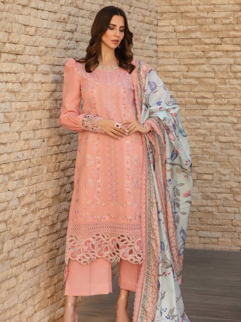 Rang Rasiya D-01 Bella Carnation Embroidered Lawn 3Pc Suit Collection 2024