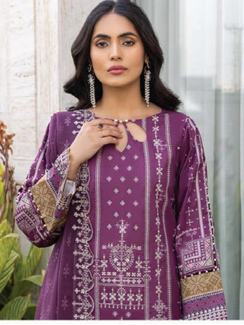 Humdum D-02 Embroidered Lawn 3Pc Suit Collection 2024