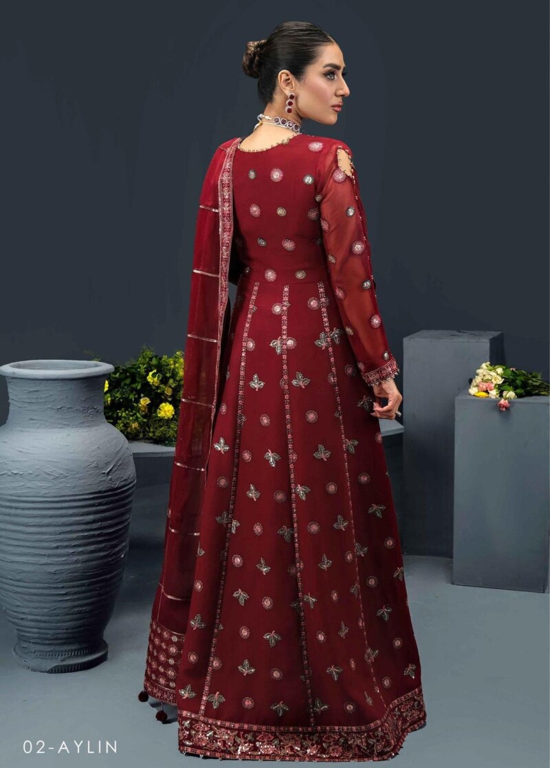 Alizeh Fashion D-02 Aylin Embroidered Chiffon 3Pc Suit Collection 2024