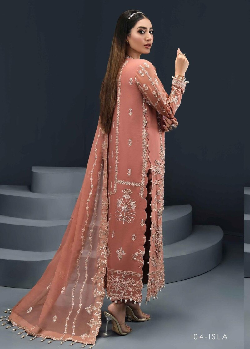 Alizeh Fashion D-04 Isla Embroidered Chiffon 3Pc Suit Collection 2024