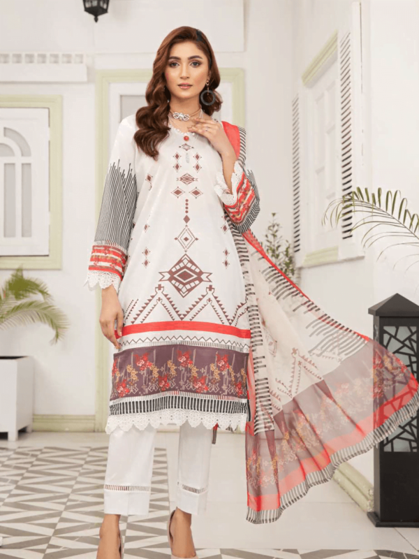 Al-Kareem Fabrics D-04 Printed Lawn 3Pc Suit Collection 2024