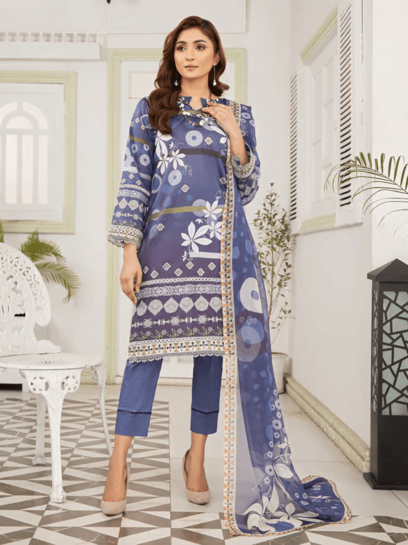 Al-Kareem Fabrics D-06 Printed Lawn 3Pc Suit Collection 2024