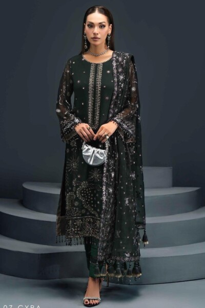 Alizeh Fashion D-07 Cyra Embroidered Chiffon 3pc Suit Collection 2024